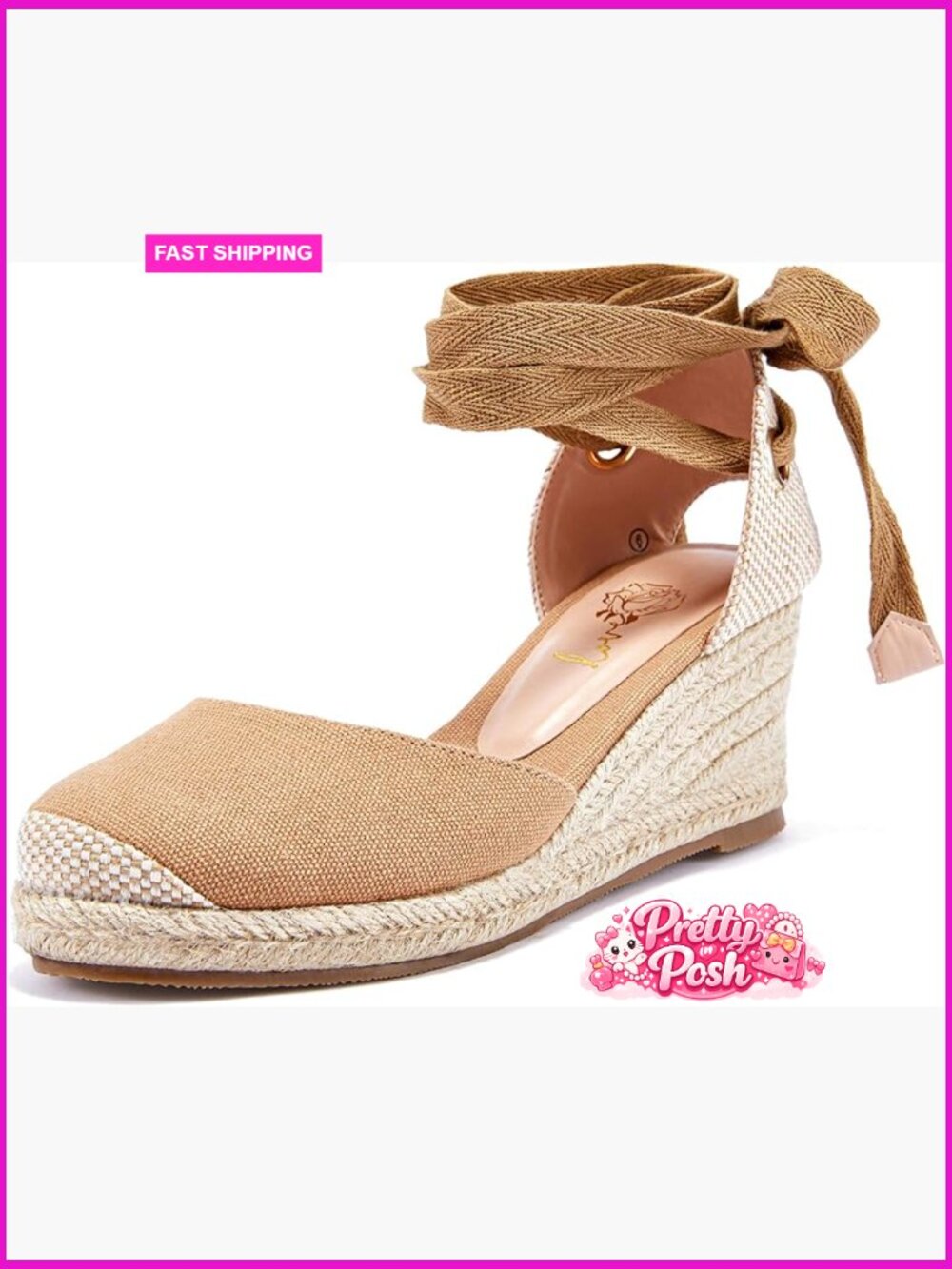 Lace Up Closed Toe Espadrille Platform Wedge Sandals